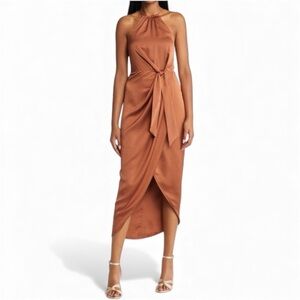Elegant Brown Halter Dress